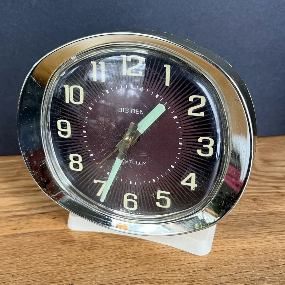 Big Ben Westclox Alarm Clock Vintage 70s Key Windup Glow in the Dark